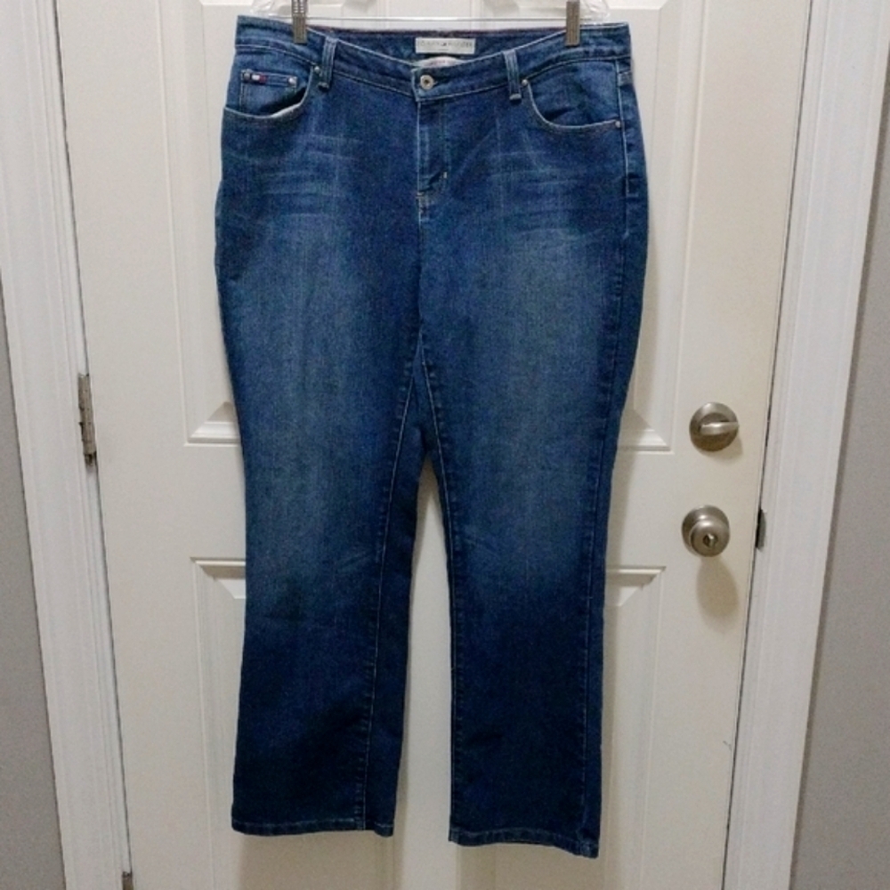Tommy Hilfiger Size 14 Hipster Boot Women's Denim Wide Leg Pants